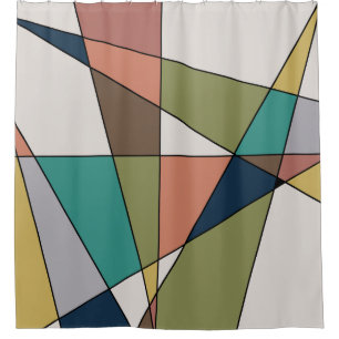 Mid Century Modern Triangle Abstract Shower Curtain