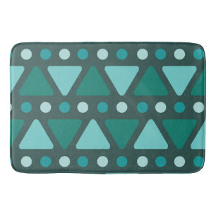 Mid Century Modern Triangles Dots Teal Bath Mat