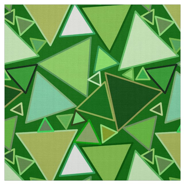 Mid-Century Modern Triangles, Emerald Green Fabric (Swatch)