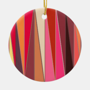 Mid-Century Modern Triangles, Fuchsia and Brown Ceramic Tree Decoration