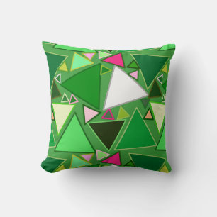 Mid-Century Modern Triangles, Lime Green Multi Cushion