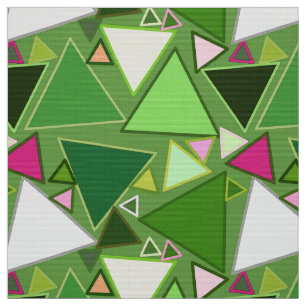 Mid-Century Modern Triangles, Lime Green Multi Fabric