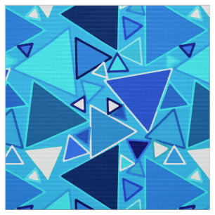 Mid-Century Modern Triangles, Shades of Blue Fabric