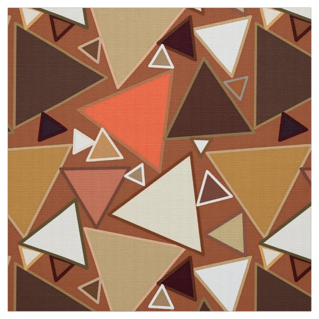 Mid-Century Modern Triangles, Tan, Brown and Beige Fabric (Swatch)