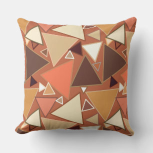 Mid-Century Modern Triangles, Tan, Brown and Beige Outdoor Cushion