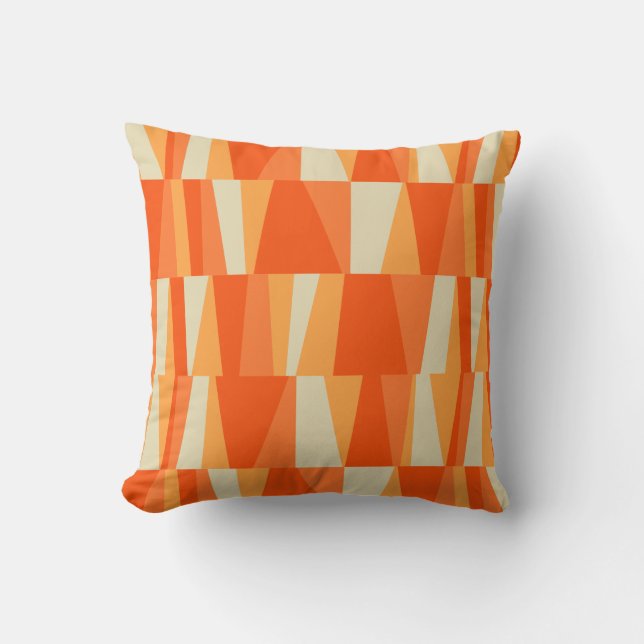 Mid-Century Modern Triangles tiger lily pumpkin Cushion (Front)