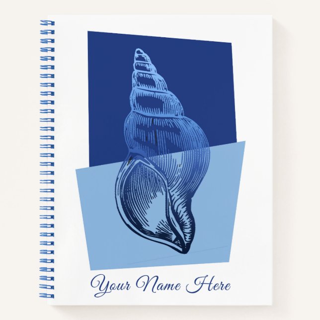 Mid-Century Modern Turban Shell Ocean Blue Journal (Front)