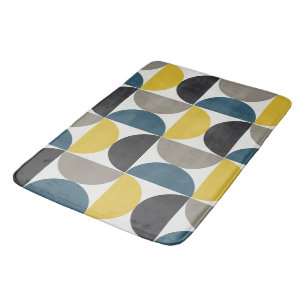 Mid-Century Modern Turmer Gunmetal and blue   Bath Mat