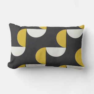 Mid-Century Modern turmeric and gunmetal gray   Lumbar Cushion