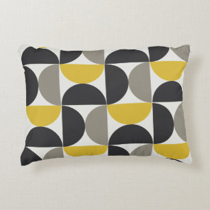 Mid-Century Modern Turmeric Gunmetal Decorative Cushion