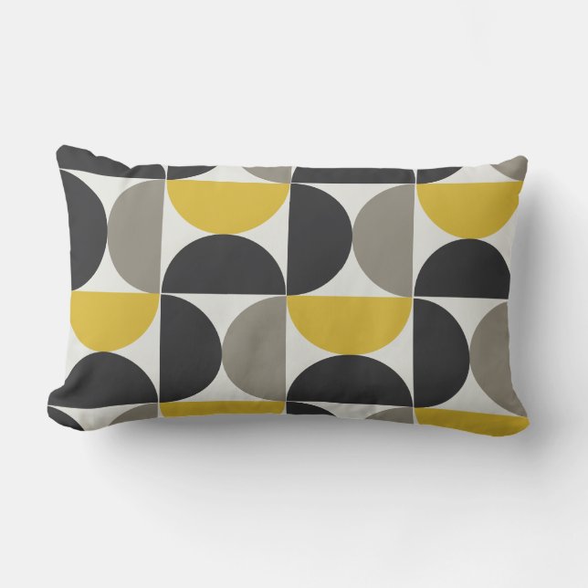 Mid-Century Modern Turmeric Gunmetal     Lumbar Cushion (Front)