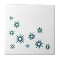 Mid-Century Modern Turquoise Blue Starburst Design