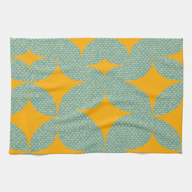 Mid Century Modern Turquoise Diamond Tea Towel (Horizontal)