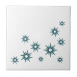 Mid-Century Modern Turquoise Starbursts Ceramic Tile<br><div class="desc">Mid-century modern inspired design featuring vintage retro turquoise starbursts in an organic design on a white background. Simple,  clean modern design.</div>