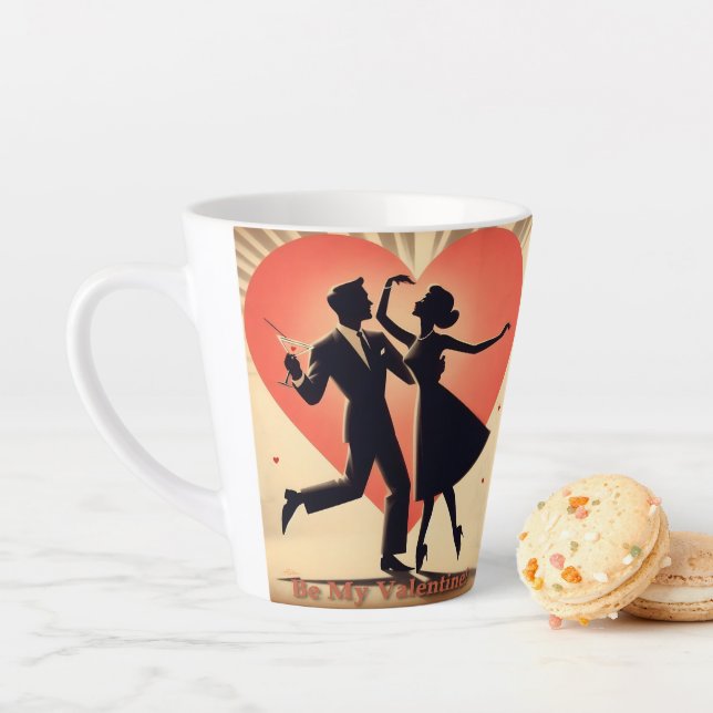 Mid Century Modern Valentine Dancing Couple  Latte Mug (In Situ)