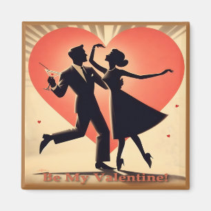 Mid Century Modern Valentine Dancing Couple  Magnet
