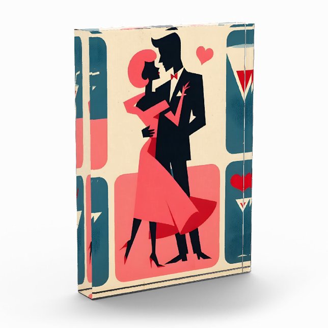 Mid Century Modern Valentine Dancing Couple Photo Block (Left)