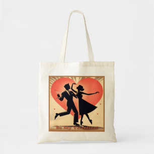 Mid Century Modern Valentine Dancing Couple Tote Bag