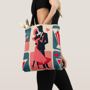 Mid Century Modern Valentine Dancing Couple Tote Bag