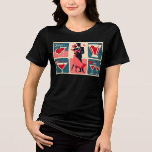 Mid Century Modern Valentine Dancing Couple Tri-Blend Shirt