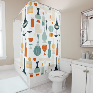 Mid Century Modern Vase Shape Bathroom Shower Curtain