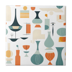 Mid Century Modern Vase Shape on White Ceramic Tile