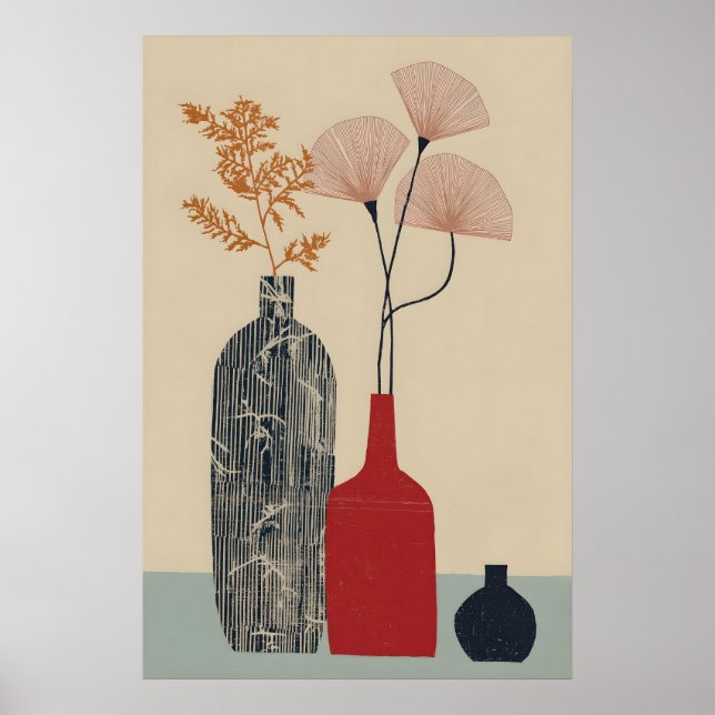 Mid Century Modern Vase Wall Art Print (Front)