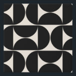 Mid Century Modern Vintage Pattern Black And White Faux Canvas Print<br><div class="desc">Retro Mid Century Modern Pattern – Abstract Geometric Shapes – Minimalist Pattern in black and cream white.</div>