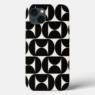 Mid Century Modern Vintage Pattern Black And White iPhone 13 Case