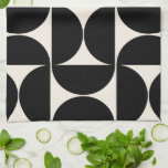 Mid Century Modern Vintage Pattern Black And White Tea Towel<br><div class="desc">Retro Mid Century Modern Pattern – Abstract Geometric Shapes – Minimalist Pattern in black and cream white.</div>
