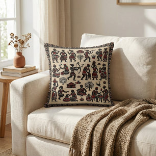 Mid century modern vintage retro pattern atomic cushion