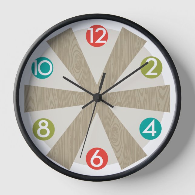 Mid-Century Modern Wall Clock - Colour Dots (Front)