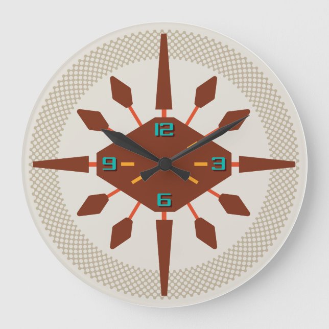 Mid-Century Modern Wall Clock - Diamond Spokes (Front)