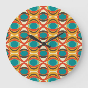 Mid-Century Modern Wall Clock, Eye Patterns Large Clock