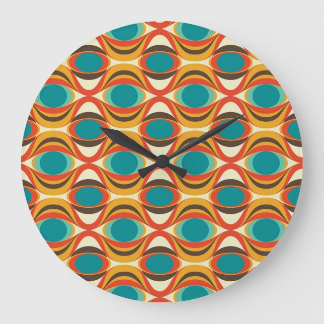Mid-Century Modern Wall Clock, Eye Patterns Large Clock (Front)