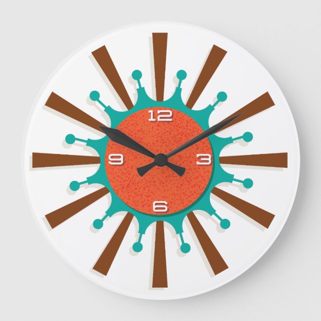 Mid-Century Modern Wall Clock - Graphic Spokes (Front)