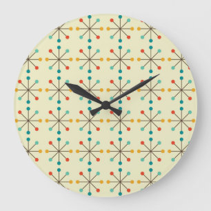 Mid-Century Modern Wall Clock, Starburst Pattern Large Clock