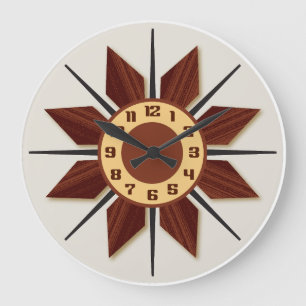Mid-Century Modern Wall Clock "Wood-Look" texture