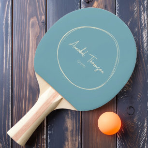 Mid-Century Modern Warm Aqua Afternoon with Name Ping Pong Paddle