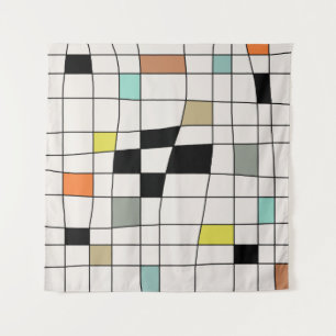 Mid Century Modern Warped Tiles Tapestry