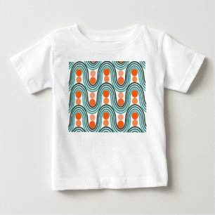 Mid-Century Modern Waves and Circles Baby T-Shirt