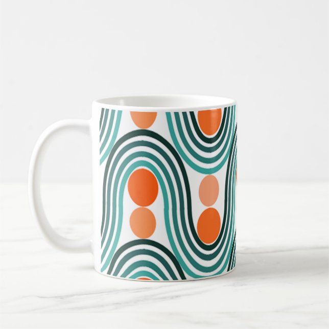 Mid-Century Modern Waves and Circles Coffee Mug (Left)