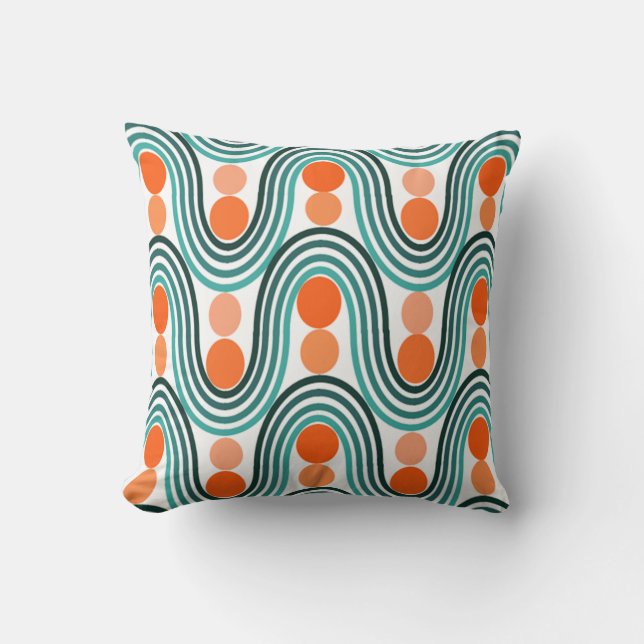 Mid-Century Modern Waves and Circles Cushion (Front)