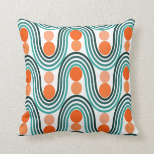 Mid-Century Modern Waves and Circles Cushion