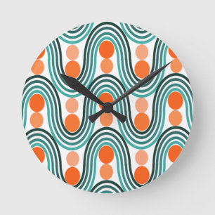 Mid-Century Modern Waves and Circles  Round Clock