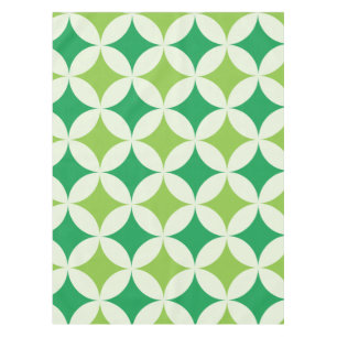 Mid Century modern White Green Starbursts Circles  Tablecloth