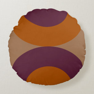 Mid-Century Modern Wineberry Gold Round Cushion