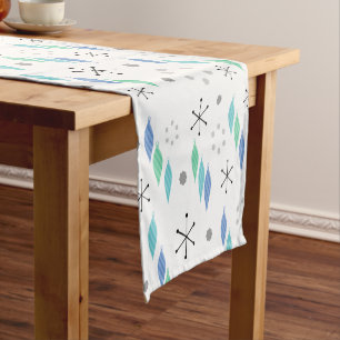Mid Century Modern Winter Green Short Table Runner
