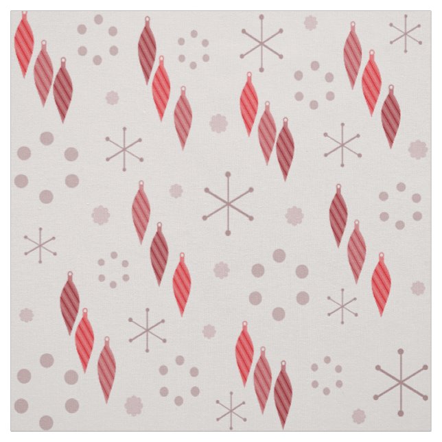 Mid Century Modern Winter Red Fabric (Swatch)