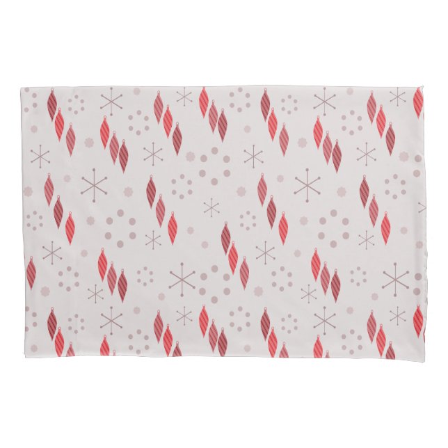 Mid Century Modern Winter Red Pillowcase (Front)